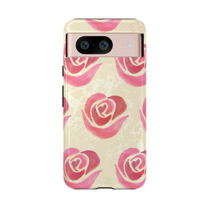Google Pixel 8 / Glossy Phone Case - ’Pink Rose Pattern’ Phone Case