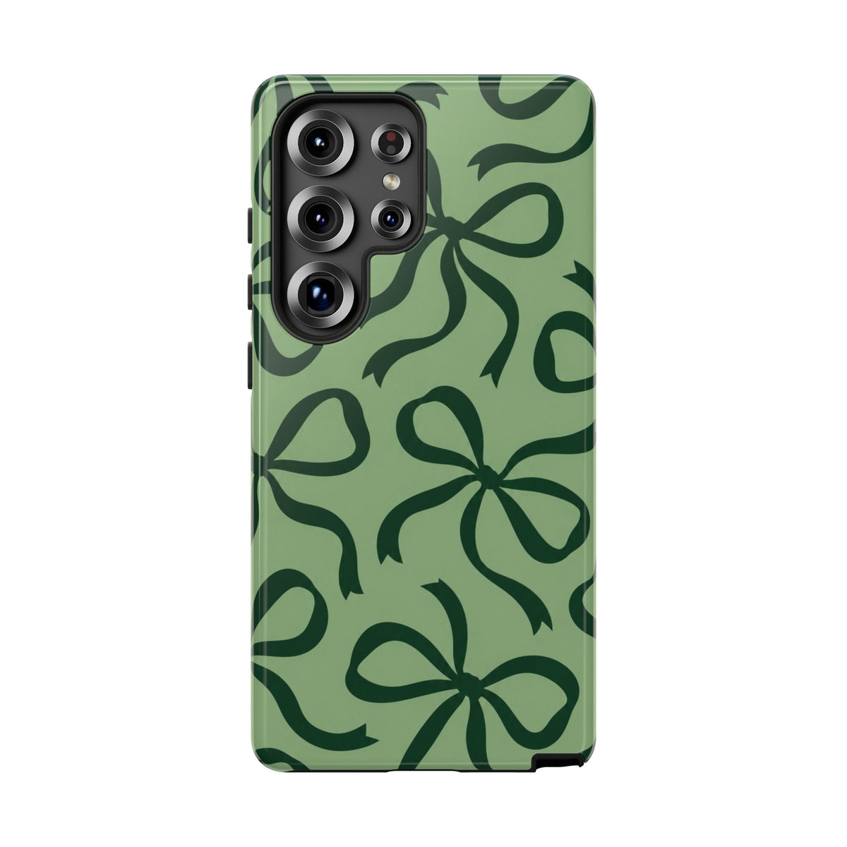 Bold Sage Green and Forest Green Bow Pattern Phone Case