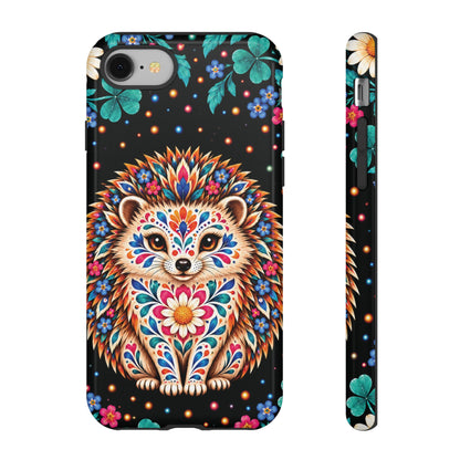 Vibrant Orange and Turquoise Calavera Hedgehog Phone Case - Multicolor Phone Case - iPhone 8 / Glossy