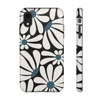 Retro Black Daisy Pattern Phone Case - Black Phone Case - iPhone XR / Glossy