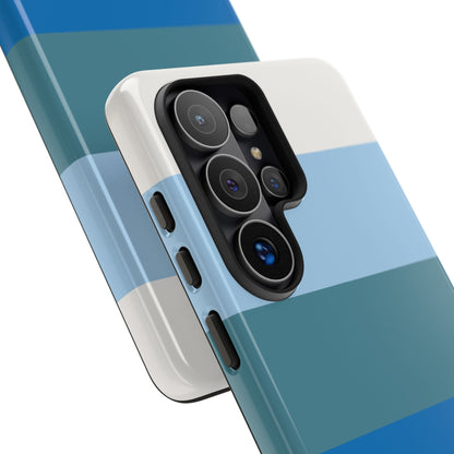 Blue and White Stripe Pattern Phone Case - Blue Phone Case
