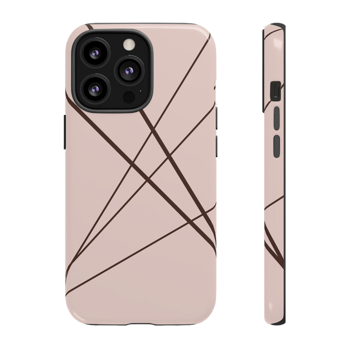 Abstract Pink with Brown Lines Phone Case - Pink Phone Case - iPhone 13 Pro / Glossy