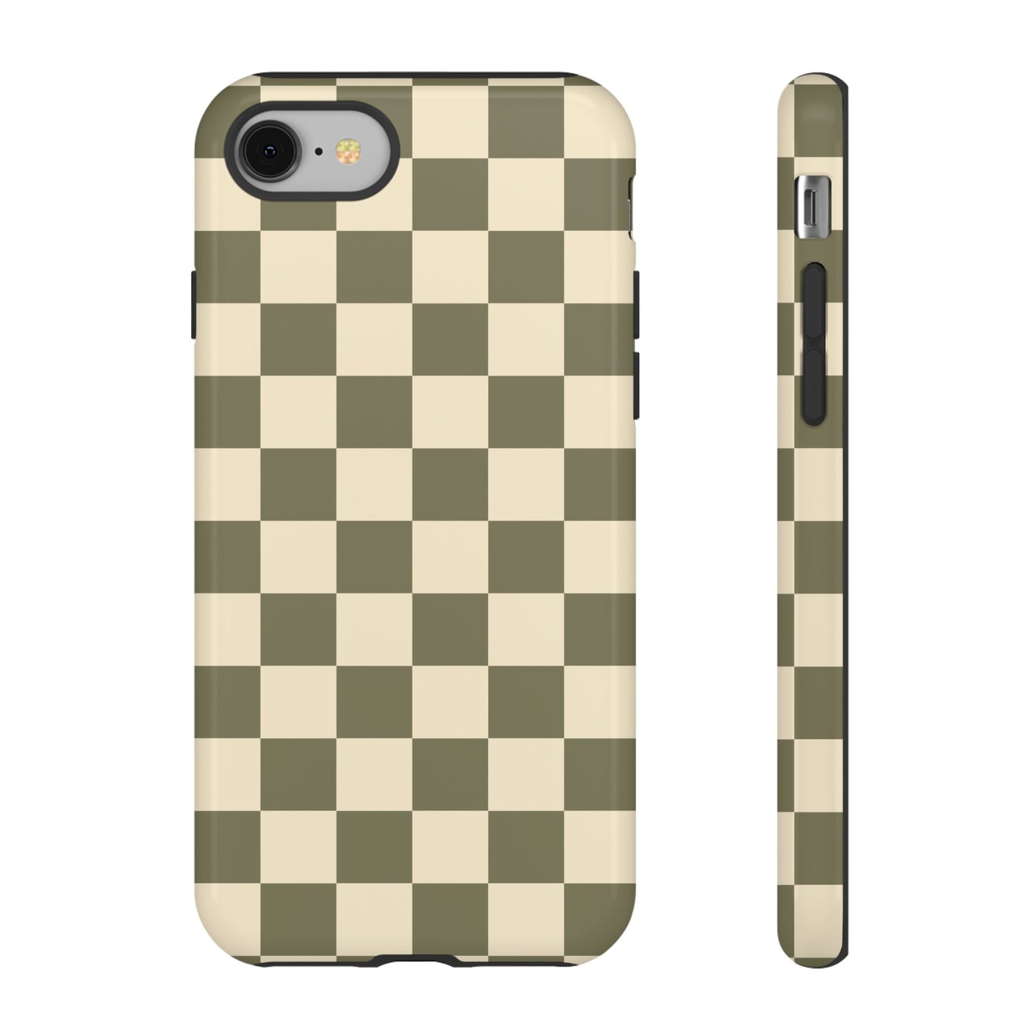 iPhone 8 / Glossy Phone Case - ’Green Checkered Pattern’ Phone Case
