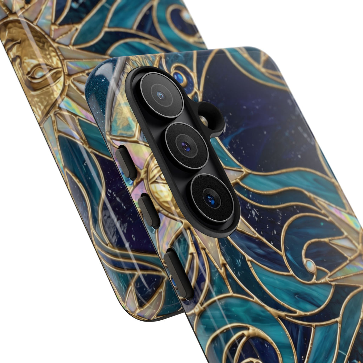 Elegant Teal & Gold Celestial Suns Phone Case