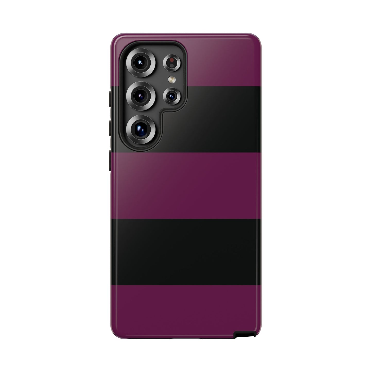 Samsung Galaxy S25 Ultra / Glossy Phone Case - Purple & Black Horizontal Stripe Pattern Phone Case