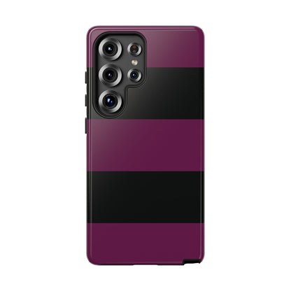 Samsung Galaxy S25 Ultra / Glossy Phone Case - Purple & Black Horizontal Stripe Pattern Phone Case