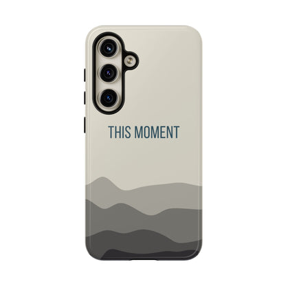 Samsung Galaxy S24 / Glossy Phone Case - Minimalist Cream Waves ’This Moment’ Statement Phone Case