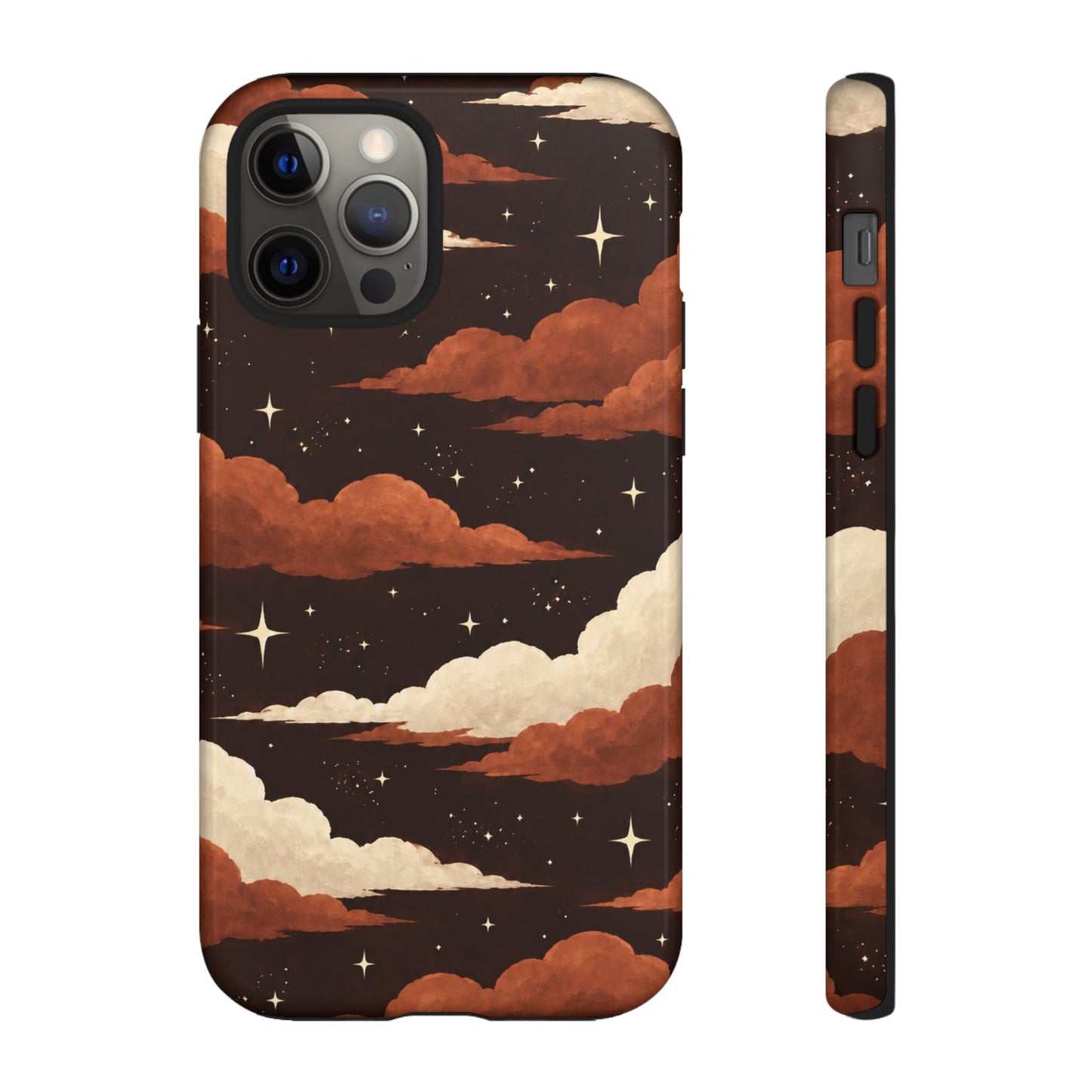 Illustrated Burnt Orange Clouds & Stars Phone Case