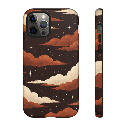 Illustrated Burnt Orange Clouds & Stars Phone Case