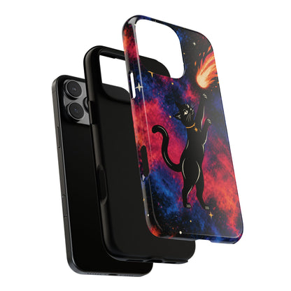 Whimsical Multicolour Celestial Black Cat Phone Case