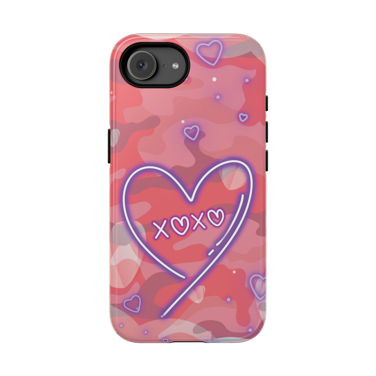 Love Heart Neon Camo Phone Case - Pink Phone Case - iPhone 17e / Glossy