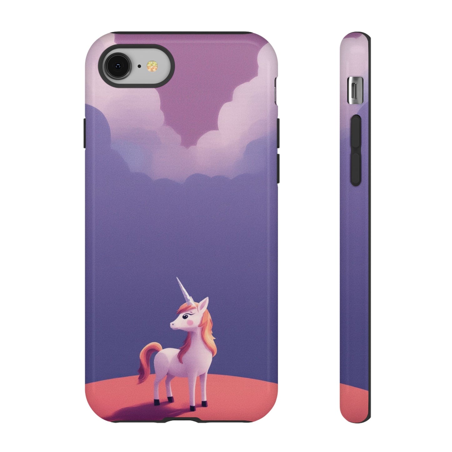 iPhone 8 / Glossy Phone Case - Cute Unicorn & Cloud Design Phone Case