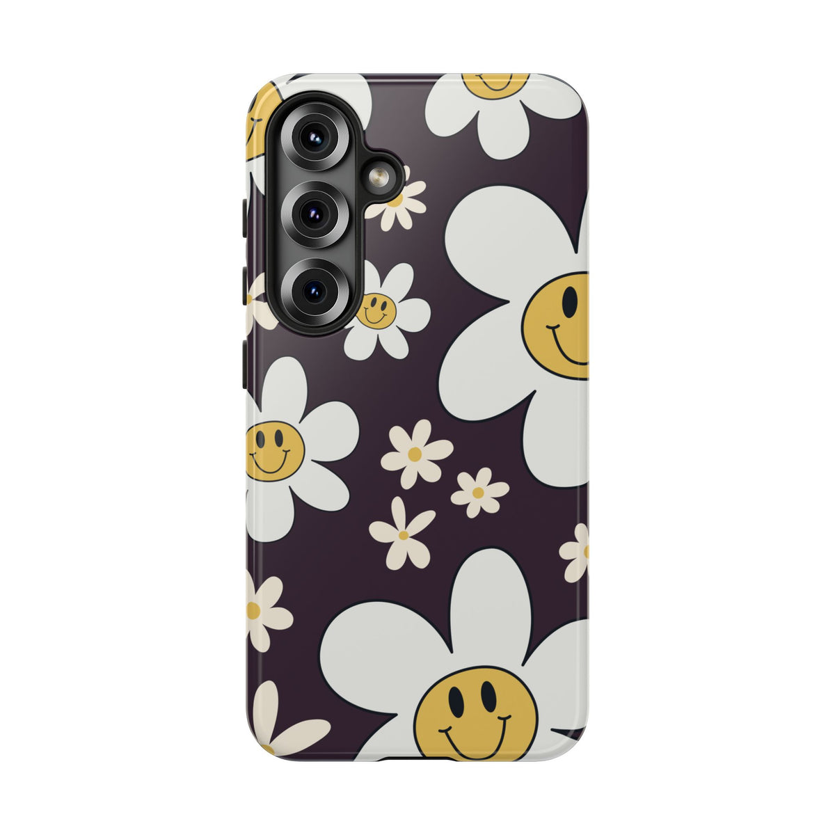 Fun Retro Daisy Pattern with Purple Background Phone Case - Purple Phone Case - Samsung Galaxy S25 / Glossy