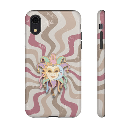 Sun & Moon Jester Mask – Pink Retro Wave Phone Case - Pink Phone Case - iPhone XR / Glossy