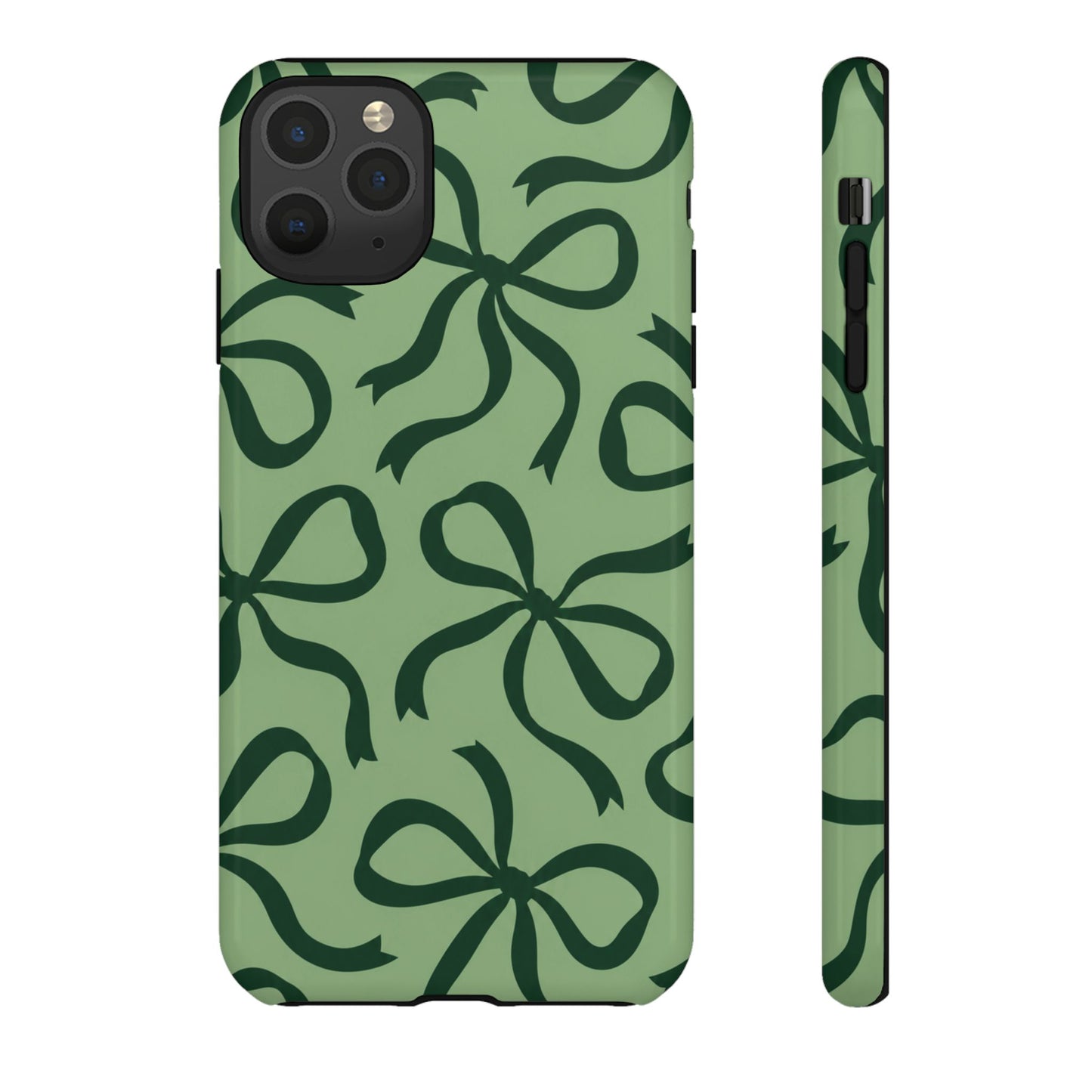 Bold Sage Green and Forest Green Bow Pattern Phone Case