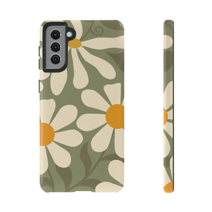 Retro Green Daisy Pattern #2 Phone Case - Green Phone Case - Samsung Galaxy S21 Plus / Glossy