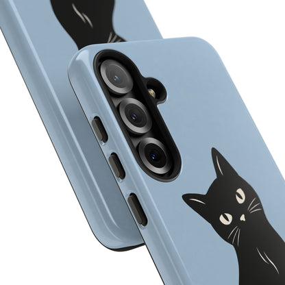 Minimalist Powder Blue & Black Cat Phone Case