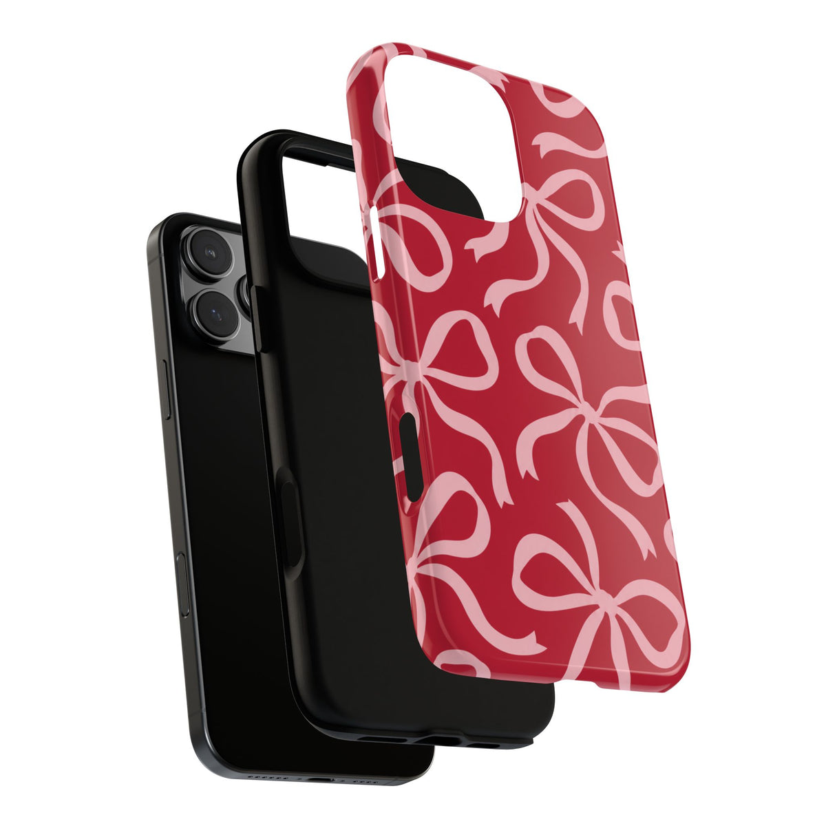 Bold Raspberry Red and Blush Pink Bow Pattern Phone Case
