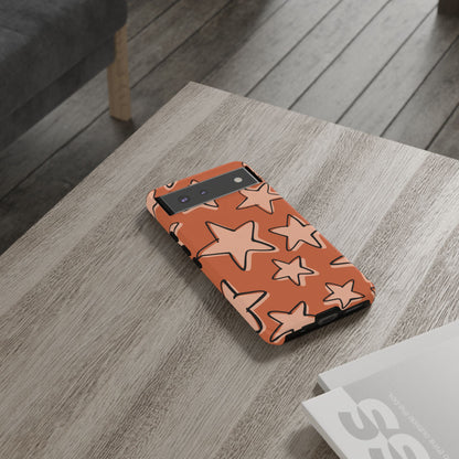 Burnt Orange Doodle Star Phone Case