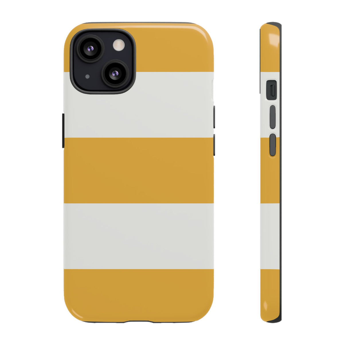 Yellow & White Horizontal Stripe Pattern Phone Case - Yellow Phone Case - iPhone 13 / Glossy