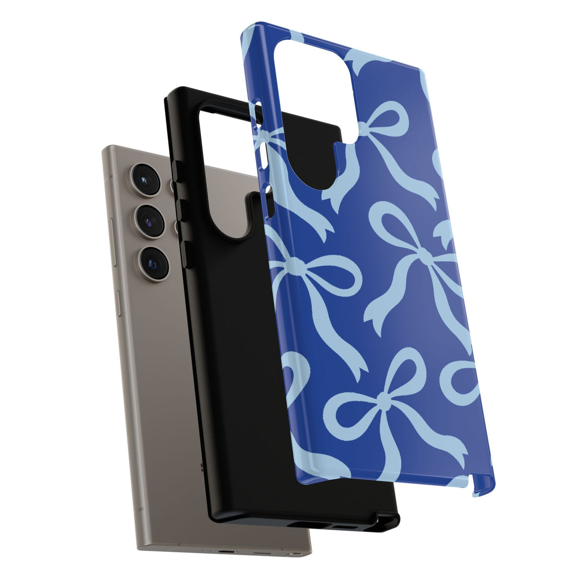 Bold Cobalt Blue and Powder Blue Bow Pattern Phone Case - Blue Phone Case