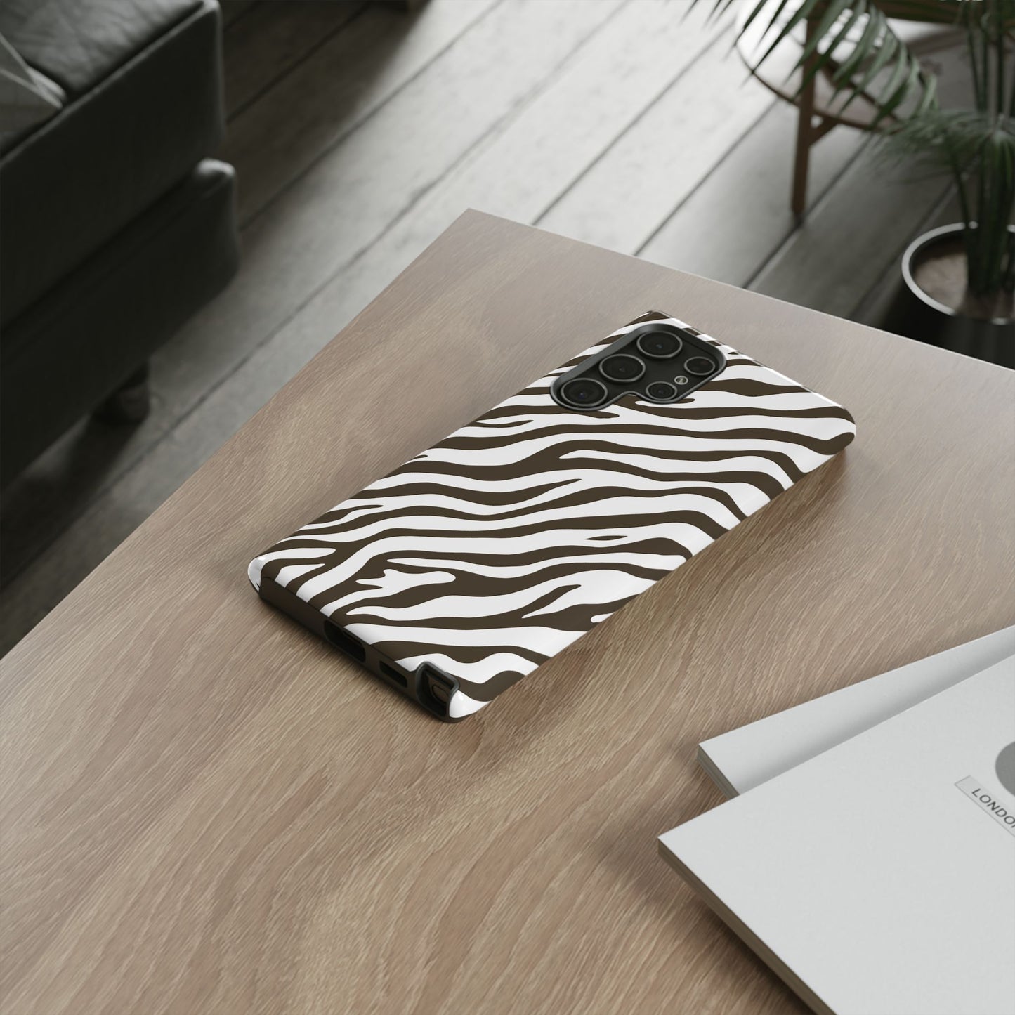 Stylish Mocha Zebra Print Phone Case