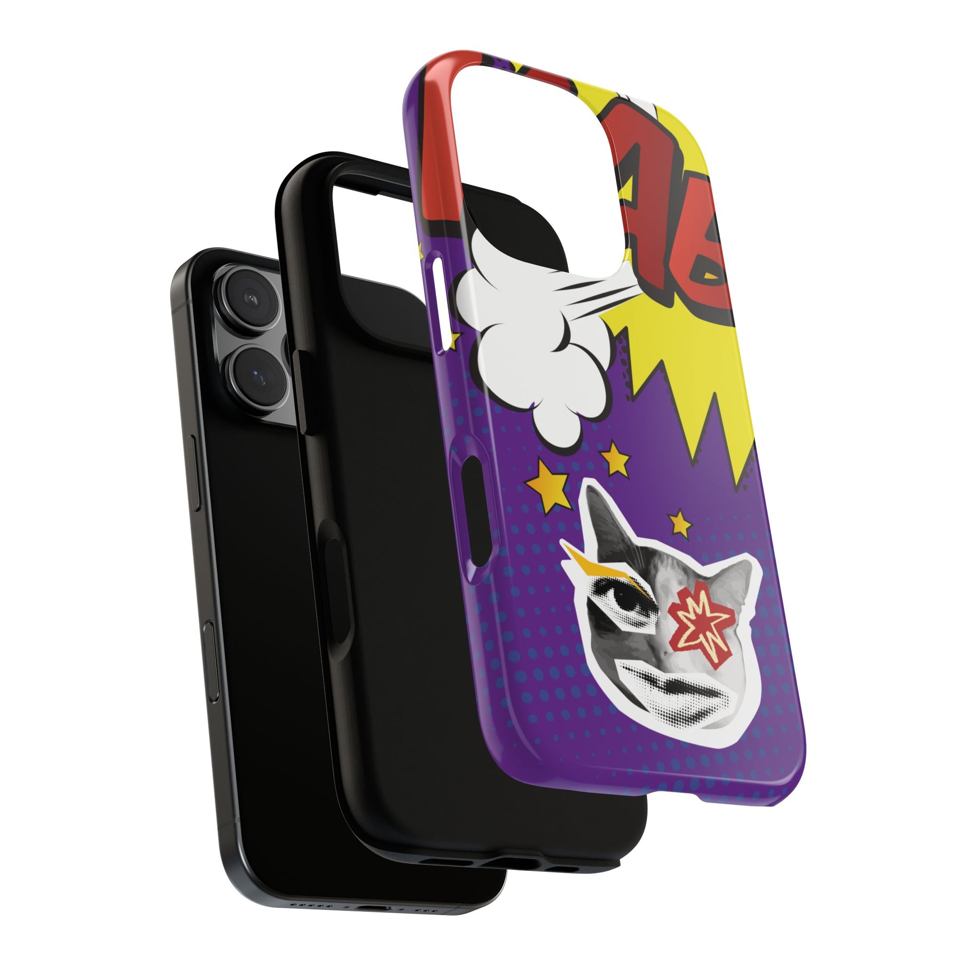 Bold Purple Pop Art Cat Phone Case - Purple Phone Case