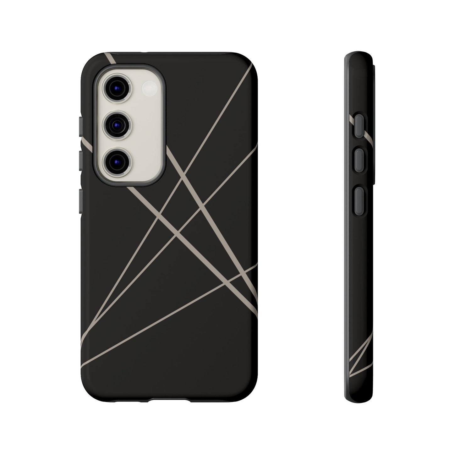 Samsung Galaxy S23 / Glossy Phone Case - Abstract Black with Grey Lines Phone Case