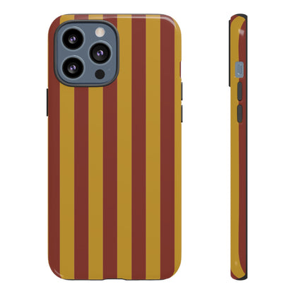 Trendy Mustard & Burgandy Stripe Pattern Phone Case - Brown Phone Case - iPhone 13 Pro Max / Glossy
