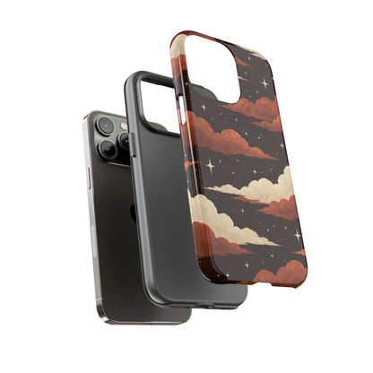 Illustrated Burnt Orange Clouds & Stars Phone Case