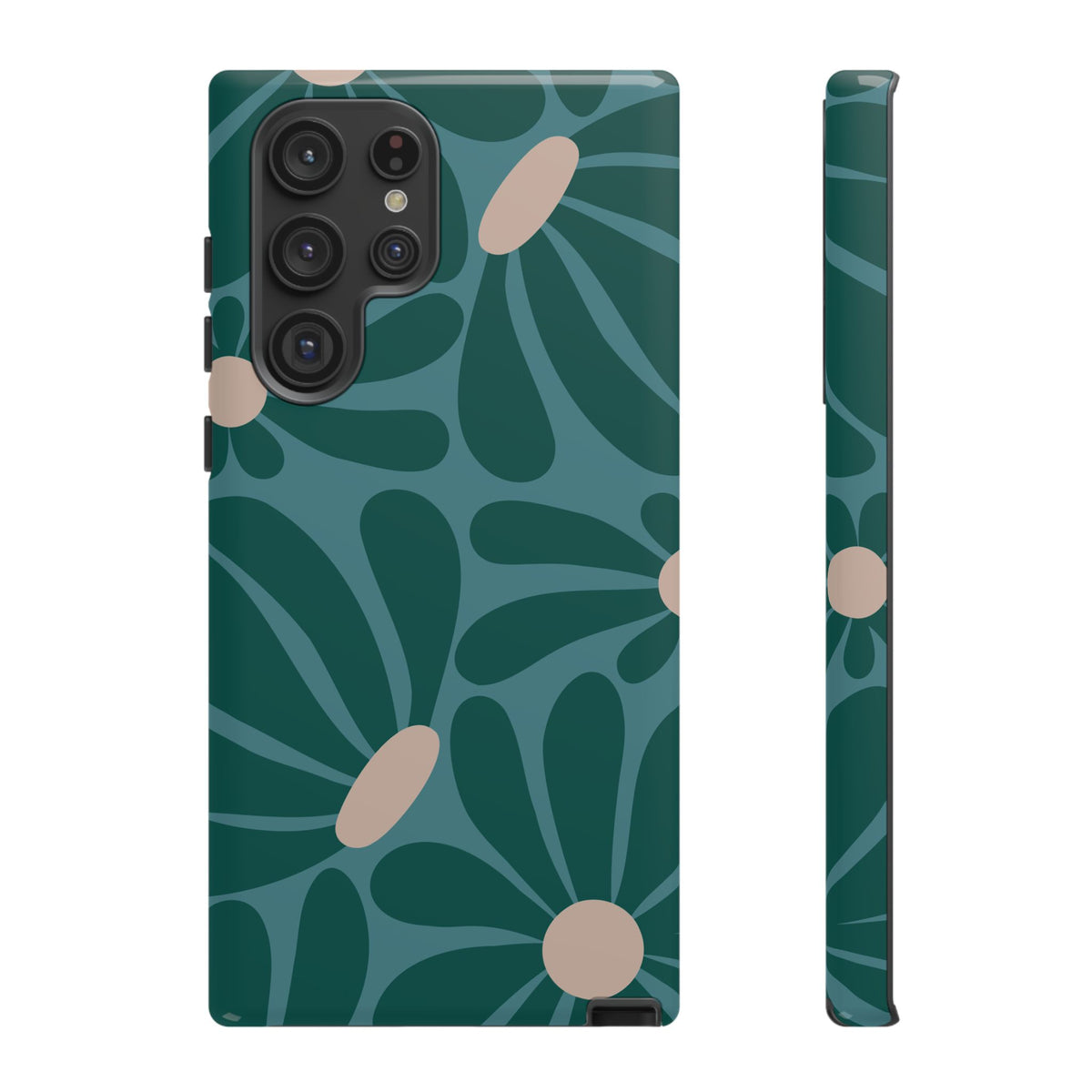 Retro Turquoise Daisy Pattern Phone Case - Green Phone Case - Samsung Galaxy S22 Ultra / Glossy