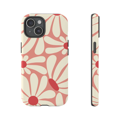 Cute Retro Pink Daisy Pattern Phone Case - Pink Phone Case - iPhone 15 / Glossy
