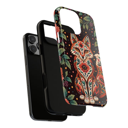 Vibrant Terracotta and Teal Calavera Fox Phone Case - Multicolor Phone Case