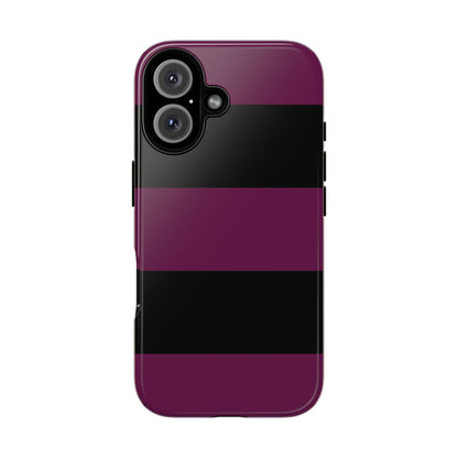 iPhone 16 / Glossy Phone Case - Purple & Black Horizontal Stripe Pattern Phone Case