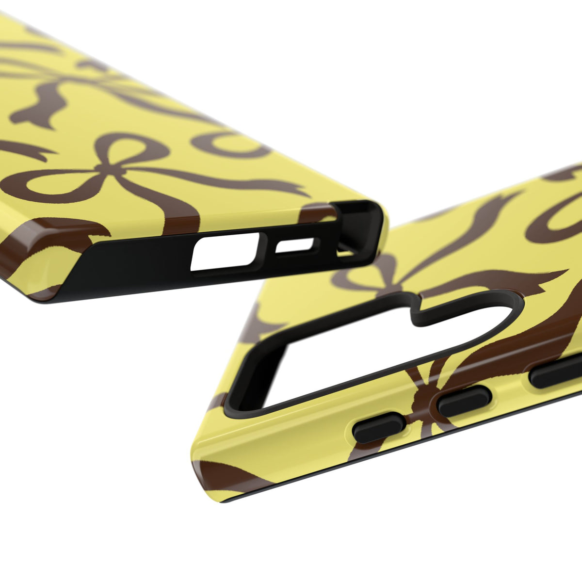 Bold Butter Yellow and Chocolate Brown Bow Pattern Phone Case - Yellow Phone Case