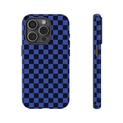 Bold Blue Small Checked Pattern Phone Case - Blue Phone Case - iPhone 15 Pro / Glossy
