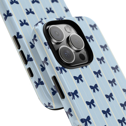 Retro Navy Blue Bow Pattern Phone Case