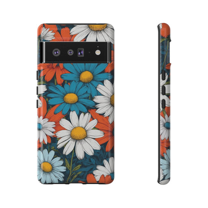 Google Pixel 6 Pro / Glossy Phone Case - Pop Art Daisies Illustration ’Red & Blue’ Phone Case