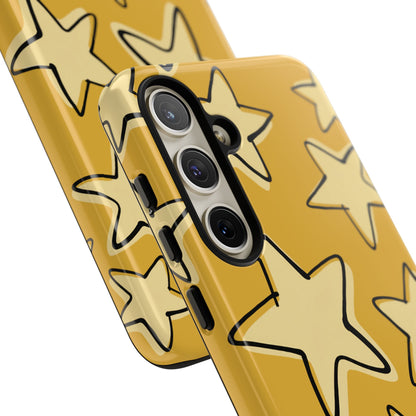 Golden Yellow Doodle Star Phone Case