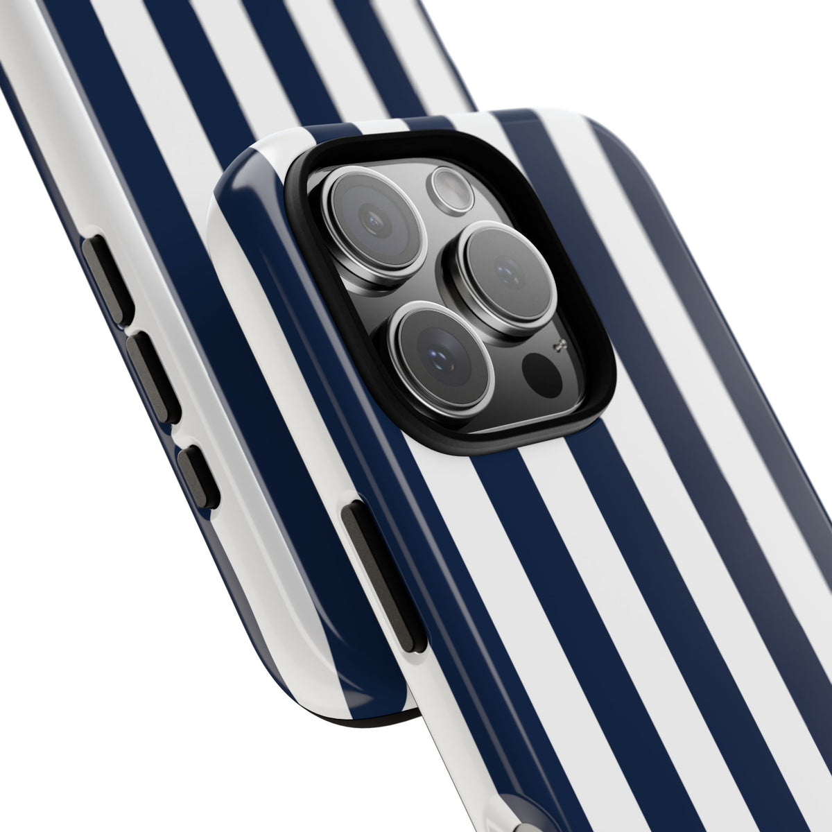 Simple Dark Blue & White Stripe Pattern Phone Case - White Phone Case