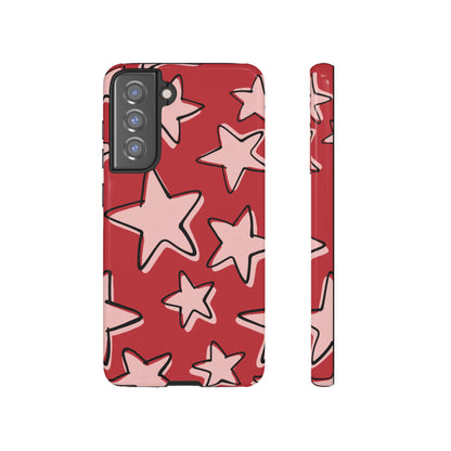 Cherry Red Doodle Star Phone Case