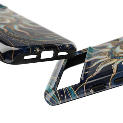 Elegant Teal & Gold Cosmic Sunburst Phone Case