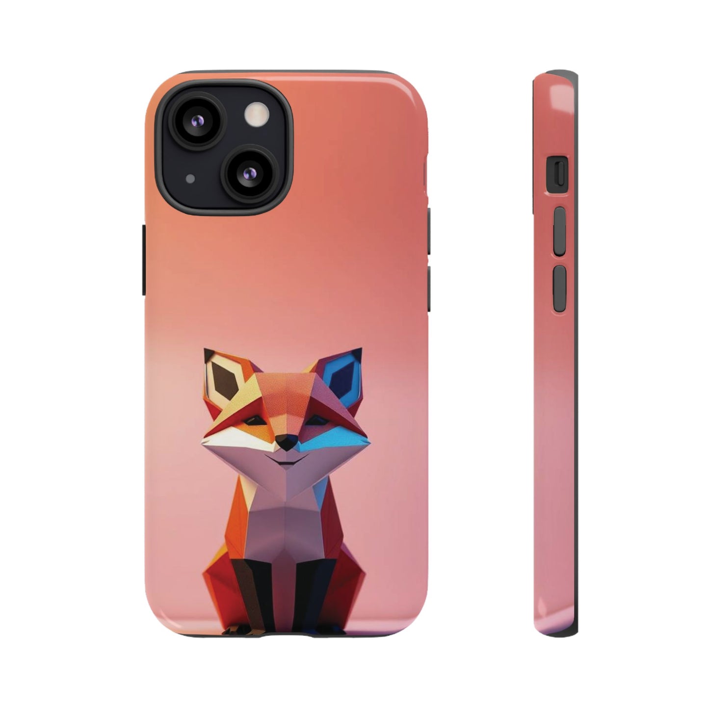 iPhone 13 Mini / Glossy Phone Case - Origami Fox Design Phone Case