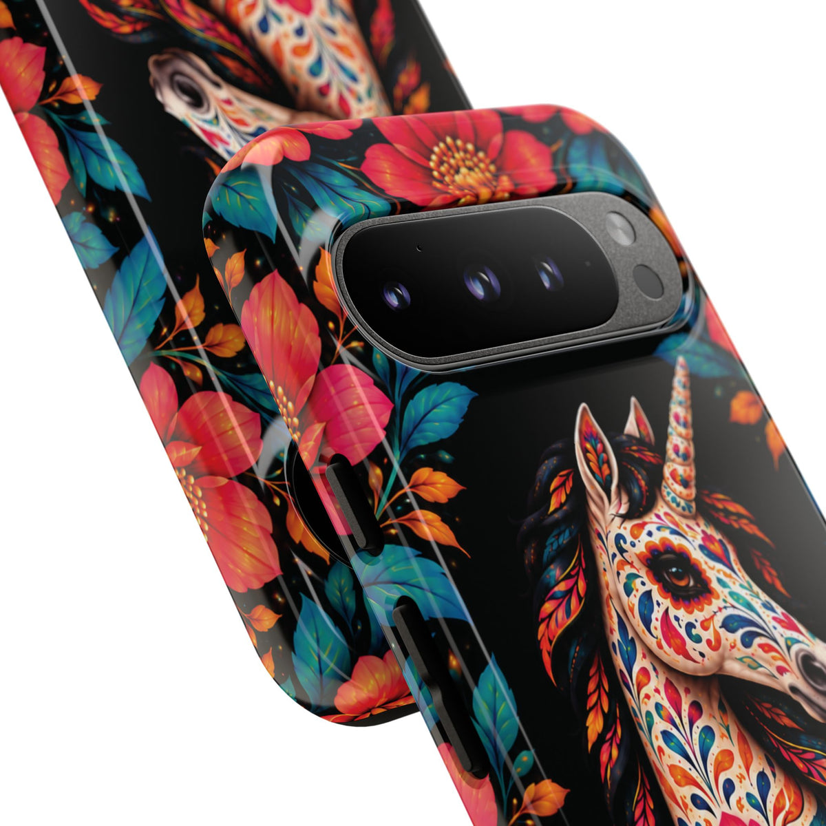 Elegant Pink and Turquoise Calavera Unicorn Phone Case - Phone Case