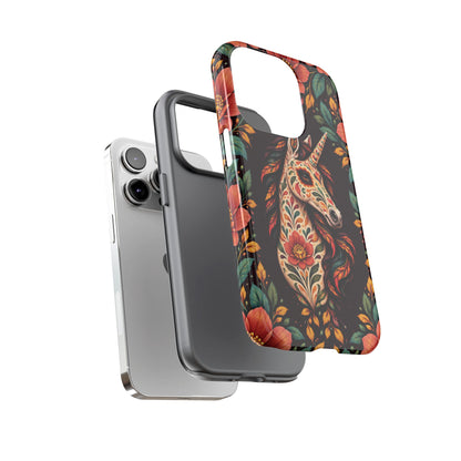 Elegant Terracotta and Teal Calavera Unicorn Phone Case - Phone Case