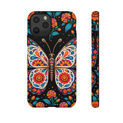 Vibrant Orange and Turquoise Calavera Butterfly Phone Case - Multicolor Phone Case - iPhone 11 Pro / Glossy