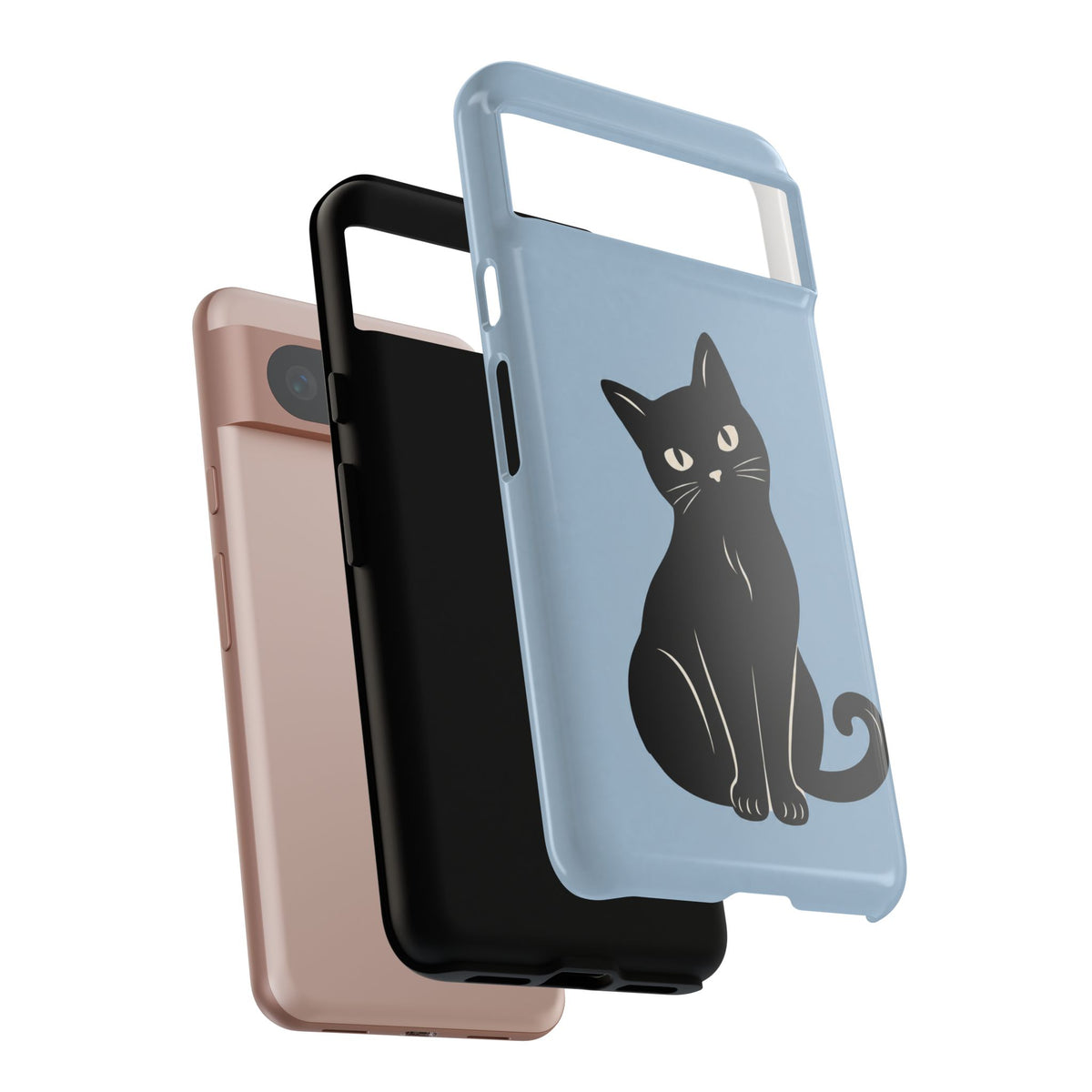Minimalist Powder Blue & Black Cat Phone Case