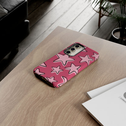 Raspberry Pink Doodle Star Phone Case