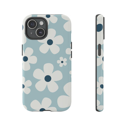 Cute Light Blue Daisy Pattern Phone Case - Blue Phone Case - iPhone 15 / Glossy
