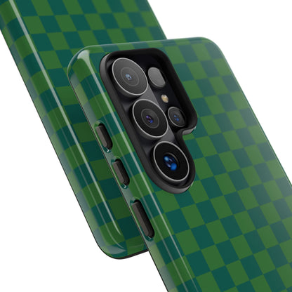 Bold Green Small Checked Pattern Phone Case - Green Phone Case